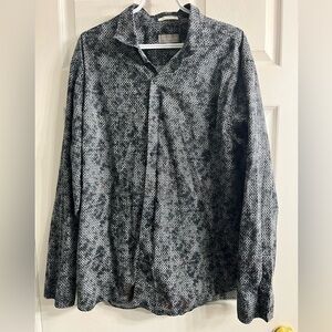 TED BAKER black and grey patterned dress shirt size XXL